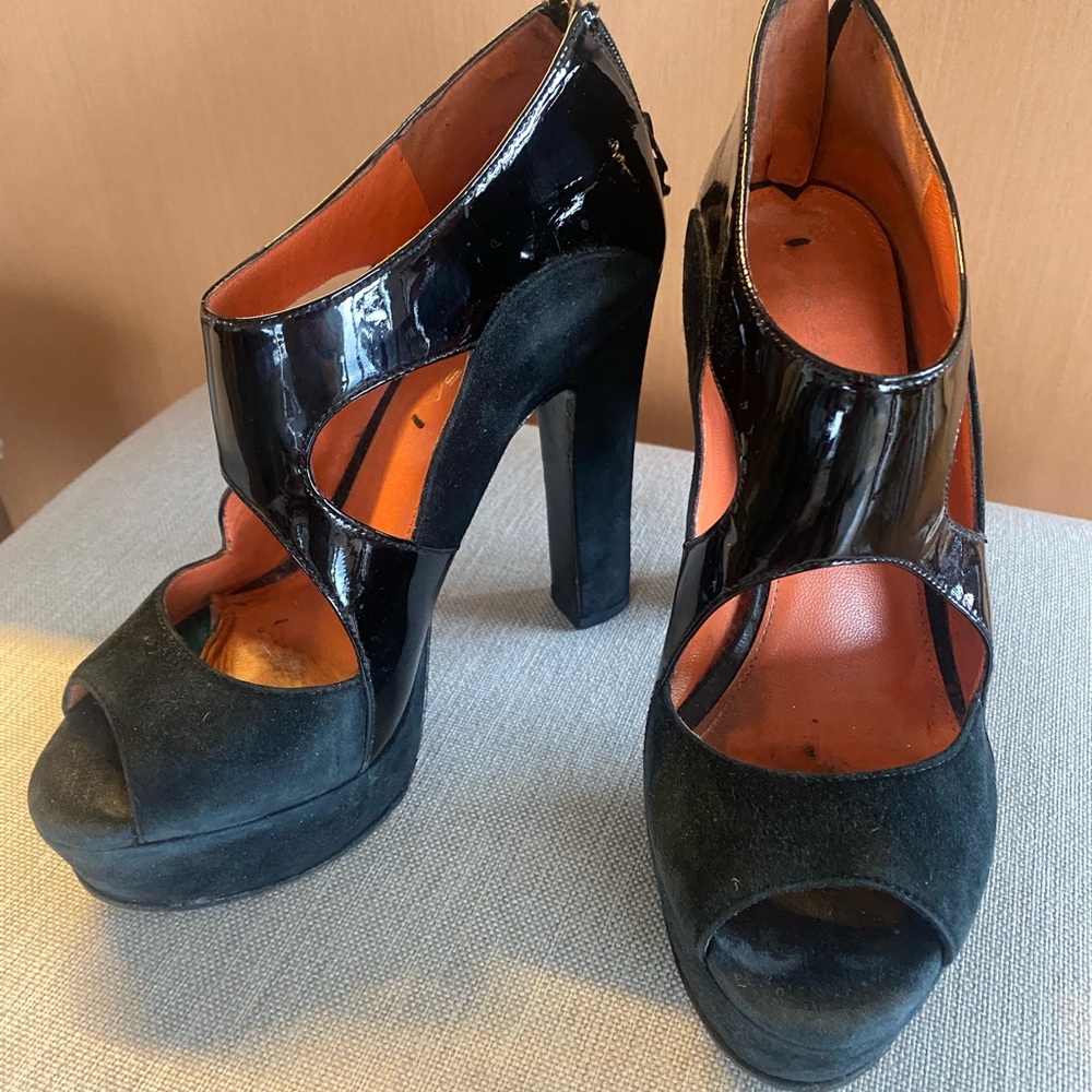 Black Via Spiga Platform Heels